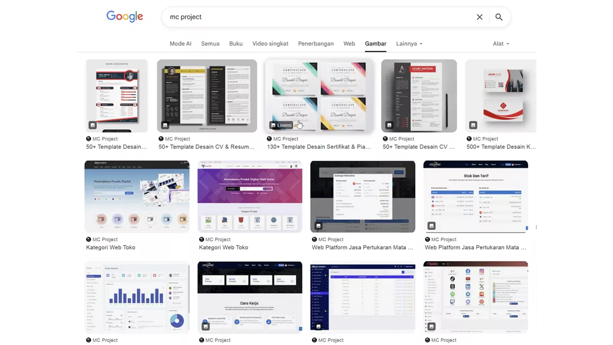 label lisensi di gambar google
