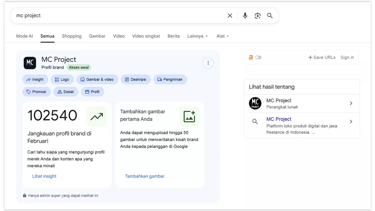 profil brand di search engine