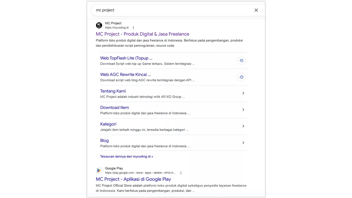 sitelink di search engine