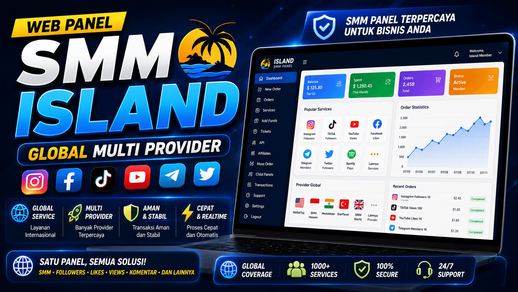 Web Panel SMM Island (Global Multi Provider)