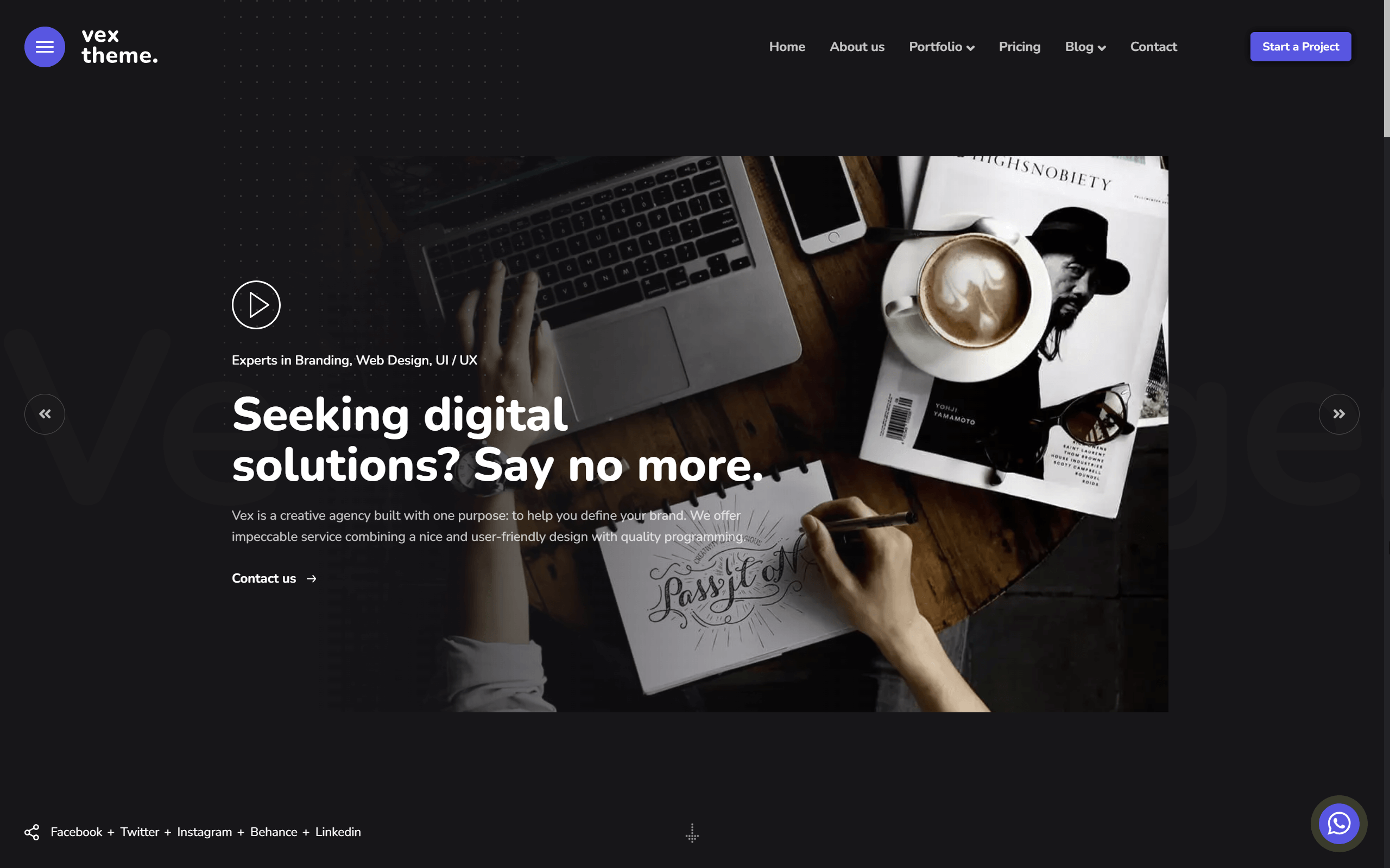 Web Profil Startup dan Bisnis Perusahaan (Vex Startup)