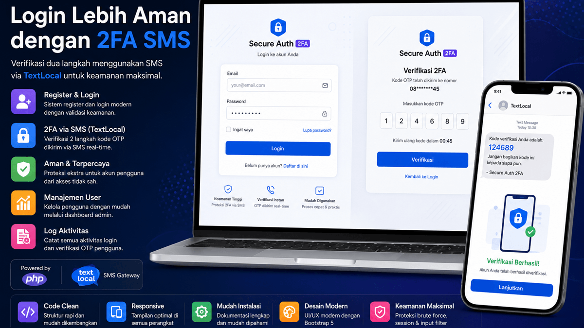 Script PHP Register & Login 2FA via SMS TextLocal