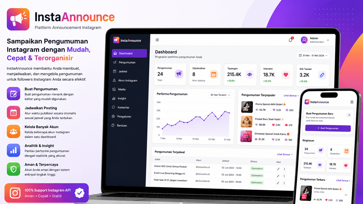 Web Platform Announcement Instagram