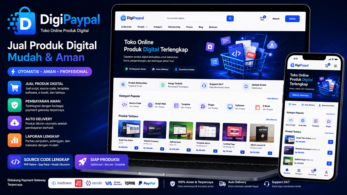 Web Toko Online Produk Digital (DigiPaypal)