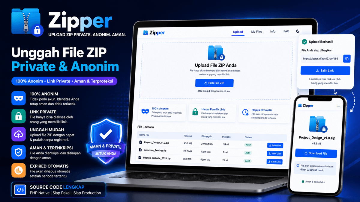 Web Tool Pengunggah Zip Private Anonim (Zipper)