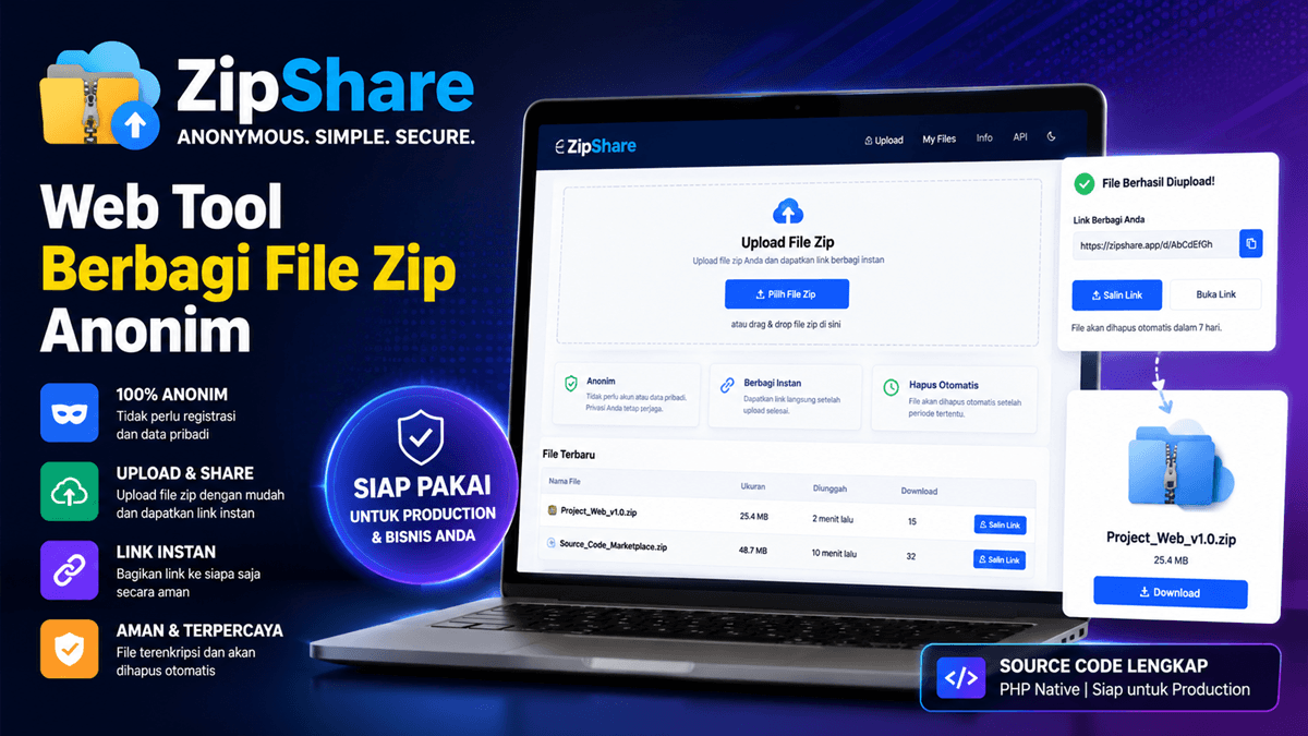Web Tool Berbagi File Zip Anonim (ZipShare)