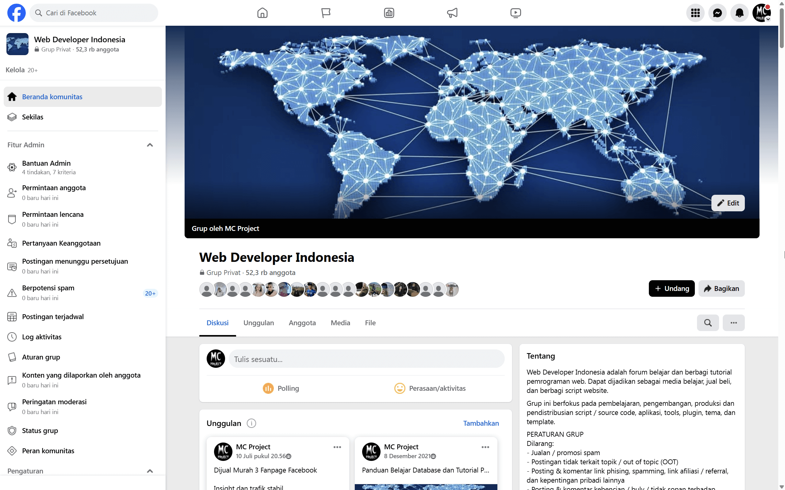 Grup Facebook Web Developer Indonesia 52300 Member Aktif