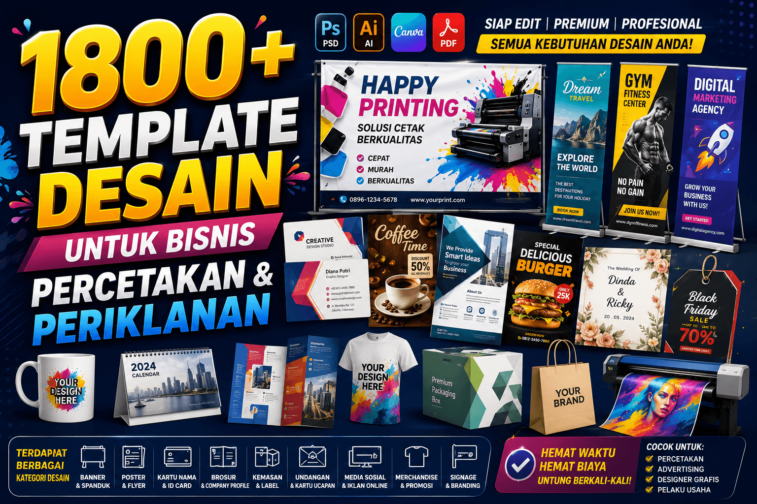 1800+ Template Desain untuk Bisnis Percetakan & Periklanan
