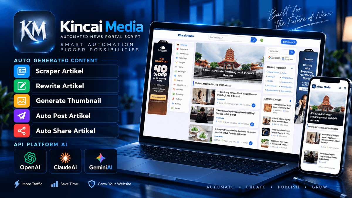 Web AGC Kincai Media (AI Content Rewriting & Publishing Platform)