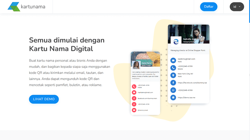 Web Kartu Nama Digital Multi User Membership Lite