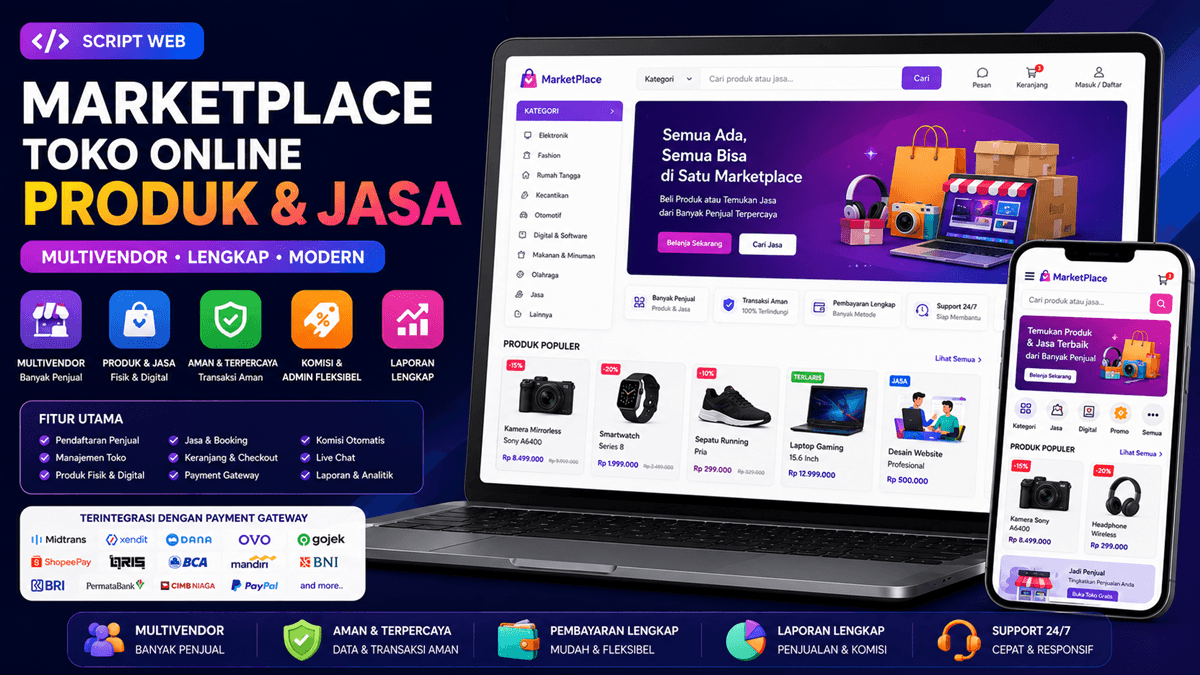 Script Web Marketplace Toko Online Produk & Jasa (Multivendor)
