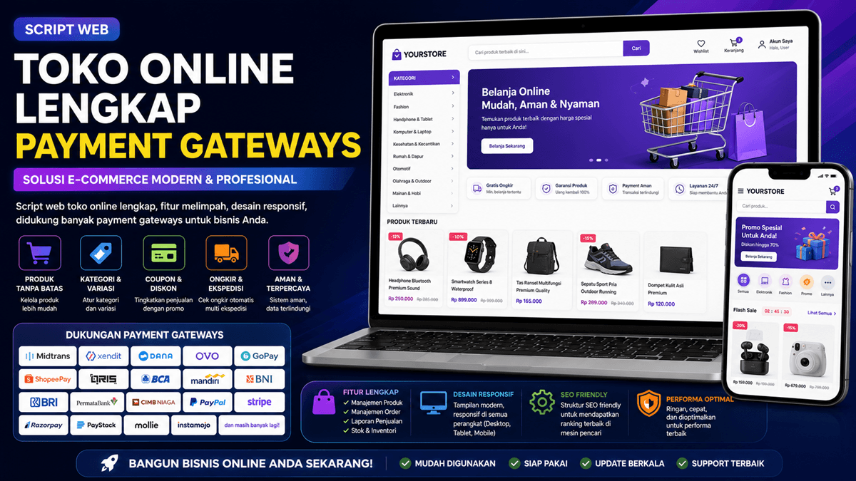 Script Web Toko Online Lengkap Payment Gateways