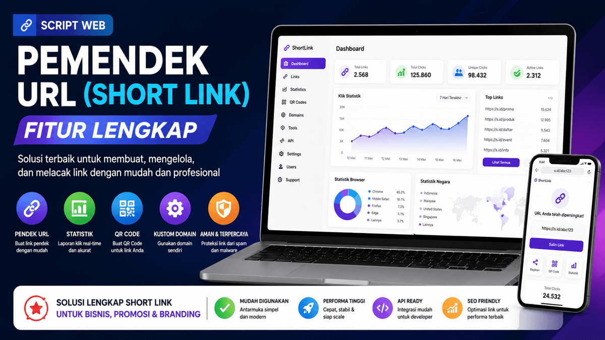 Script Web Pemendek URL (Short Link) Fitur Lengkap